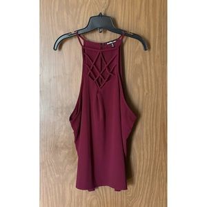 Maroon Criss-Cross Front Tank Top